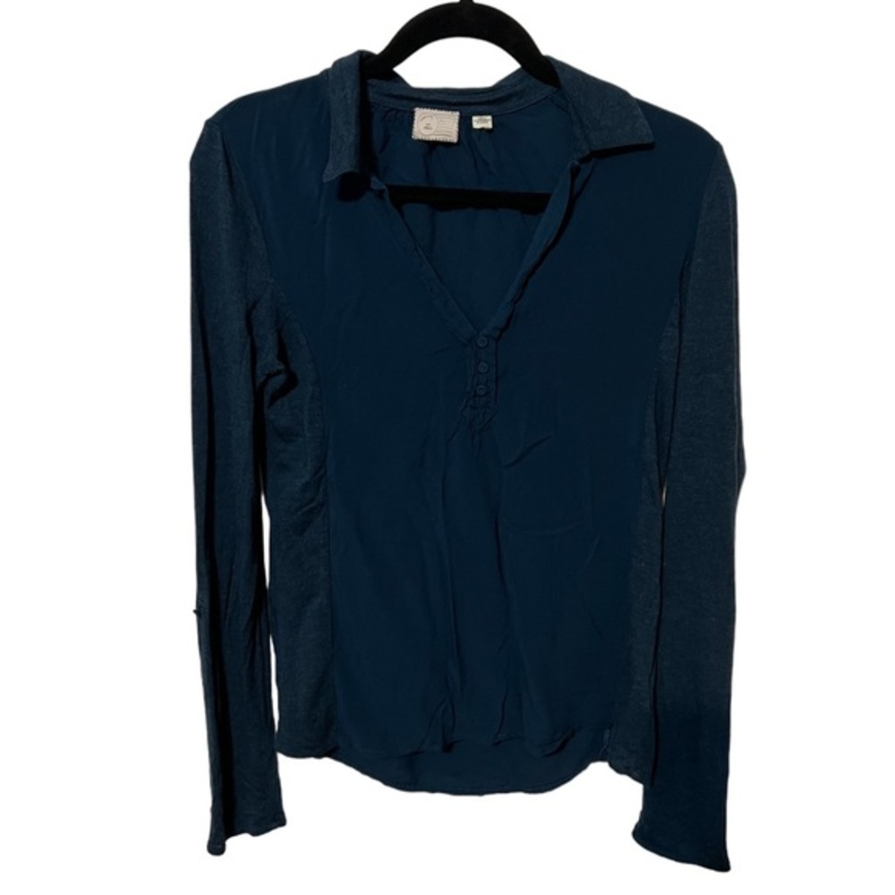 Postage Stamp by Anthropology Dark Blue Long Sleeve Size Small